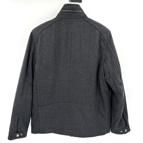 Cole Haan Mens Charcoal Gray Melton Wool Lined Trucker Medium Outdoor Jacket - Picture 5 of 11